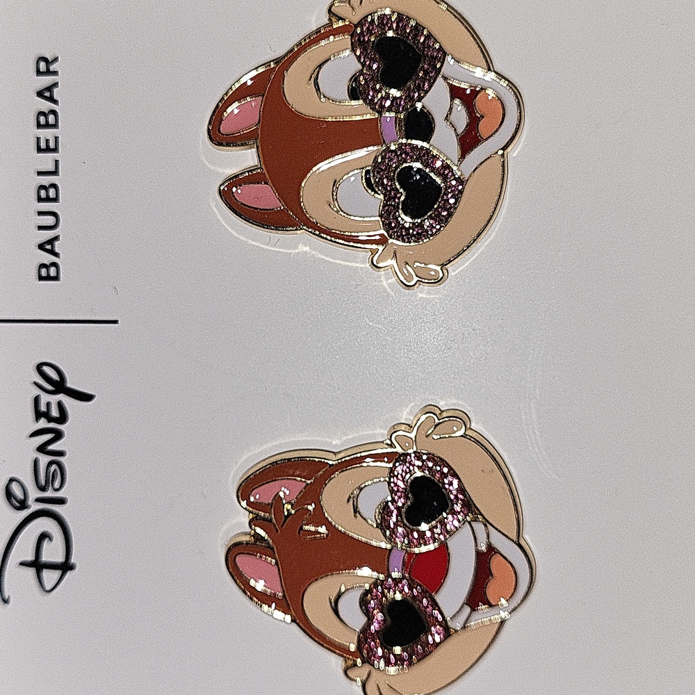 Disney BaubleBar Chip and Dale Earrings W Heart Glasses BNIB TE m TL